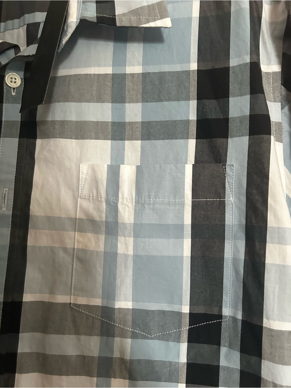Mens Kenneth Cole N.Y. light blue w/black plaid long-sleeve button-front shirt - Picture 10 of 12